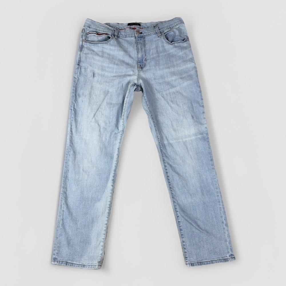 Tommy Hilfiger Jeans Mens 36x32 Light Wash Straight‎ Leg Stretch Denim